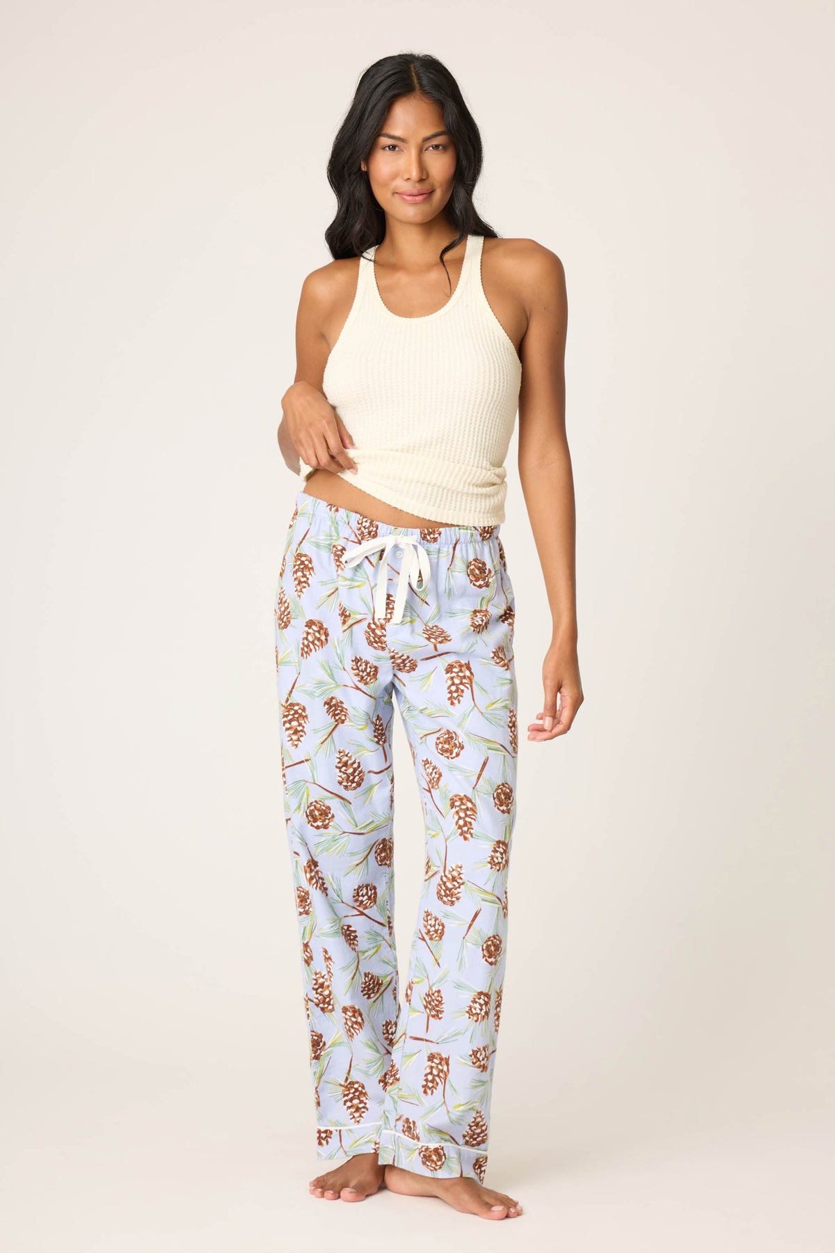 Feelin' Pine Winter Print Flannel Pant - BLUE WHISPER