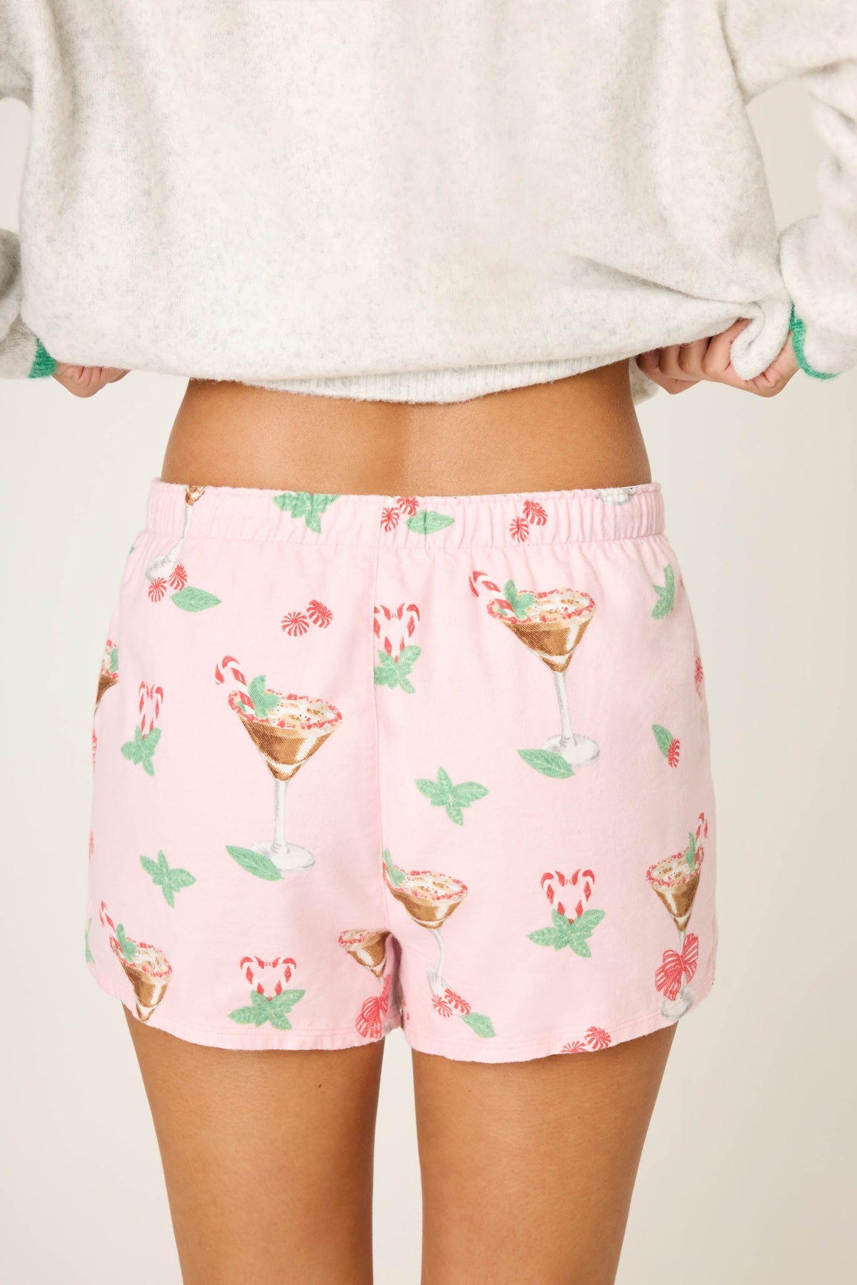 Tini Time Drink Print Flannel Shorts - BALLET PINK