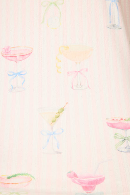 Pretty Punch Cocktail Print Open Leg Pants - BABY PINK