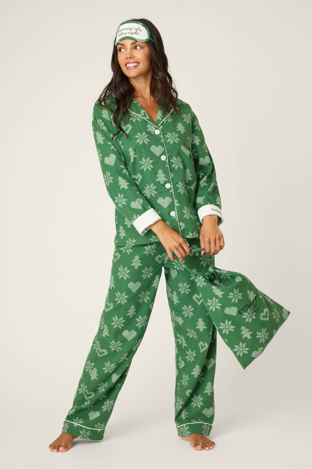 4-Piece Tree & Heart Print Flannel Gift Set - FAIRWAY