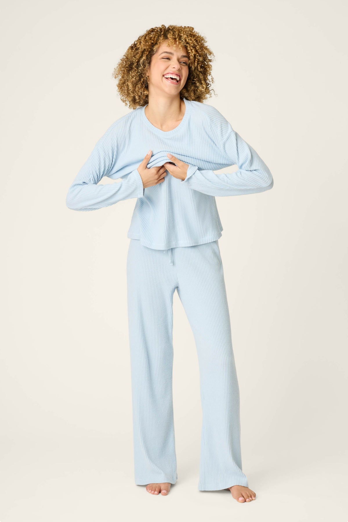 3-Piece Luxe Ribbed Celestial PJ Set - CELESTIAL