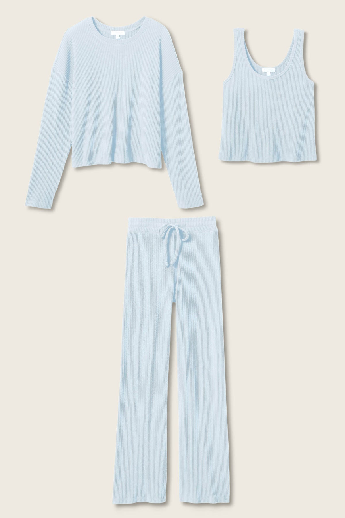 3-Piece Luxe Ribbed Celestial PJ Set - CELESTIAL