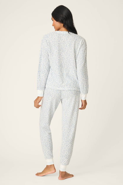 3-Piece Leopard Print Thermal Velour PJ Set - IVORY