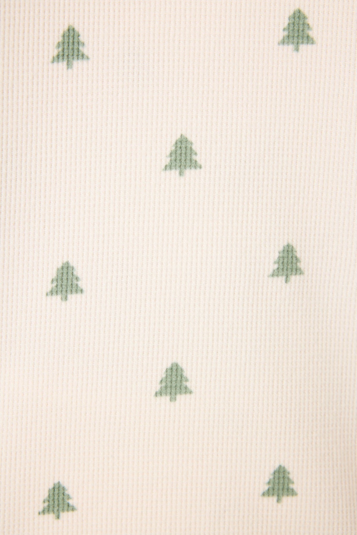 4-Piece Tree Print Waffle Lounge Set - NATURAL