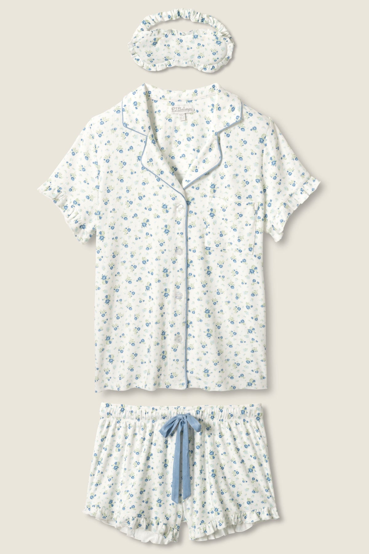 More Amour Ditsy Floral 3-Piece Pointelle PJ Set - IVORY