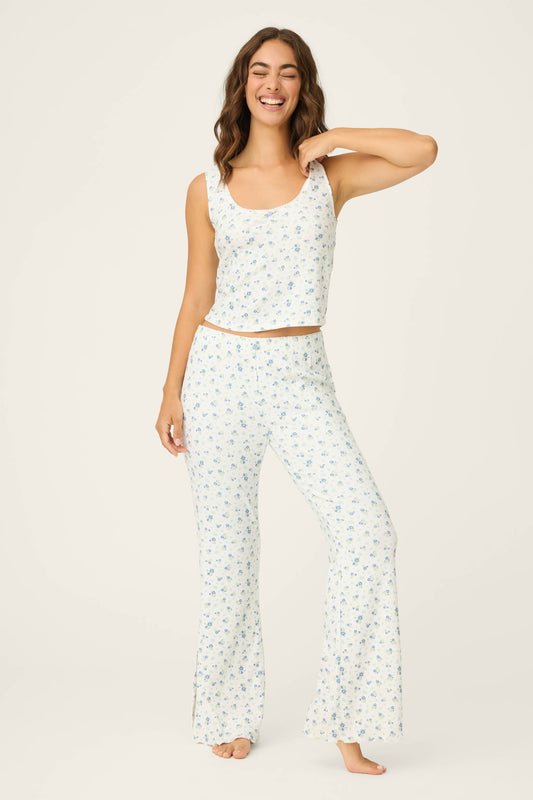 More Amour Ditsy Floral Pointelle PJ Set - IVORY