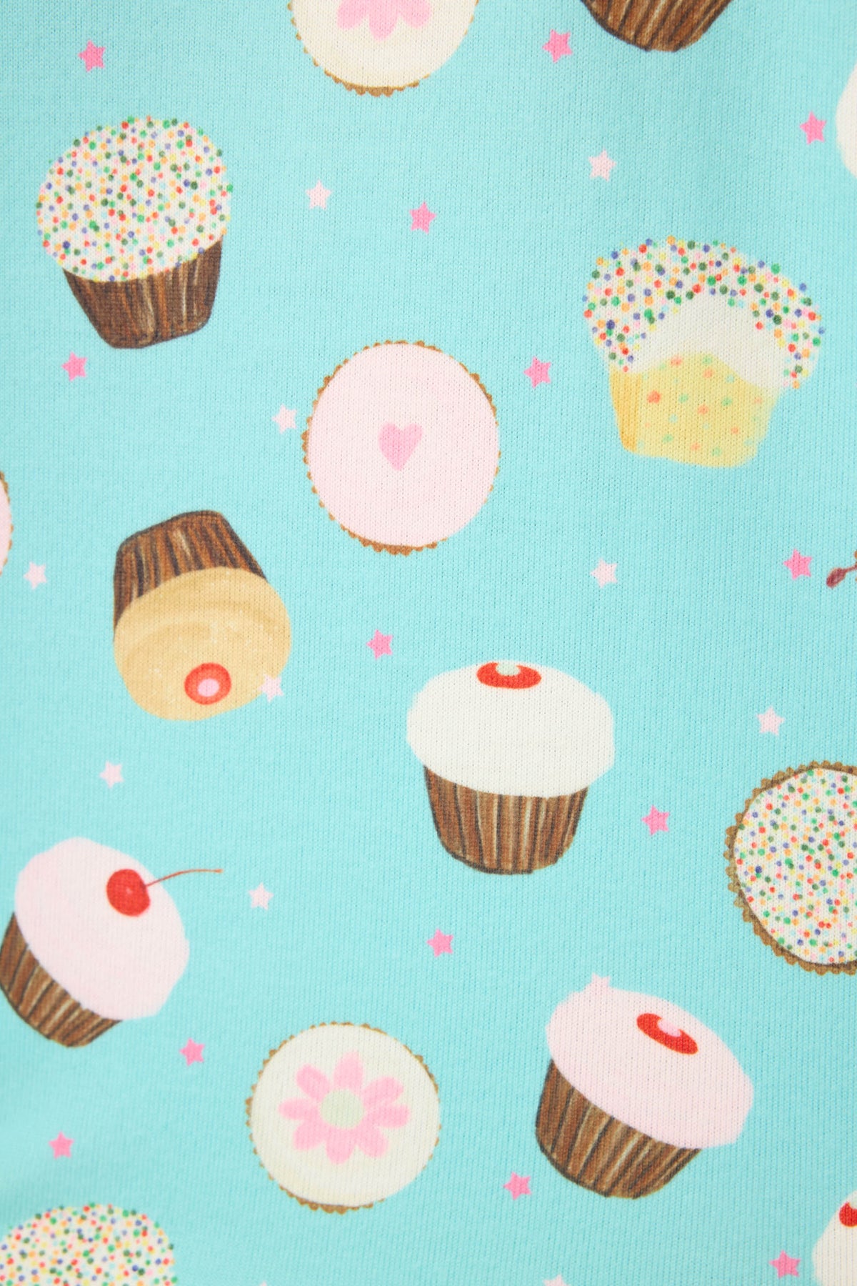 Sweet Life Cupcake Print 3-Piece PJ Set - BRIGHT AQUA