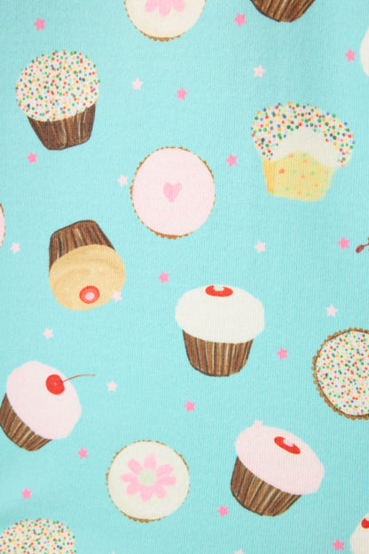 Sweet Life Cupcake Print 3-Piece PJ Set - BRIGHT AQUA