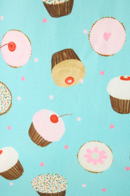 Sweet Life Cupcake Print 3-Piece Plus Size PJ Set - BRIGHT AQUA