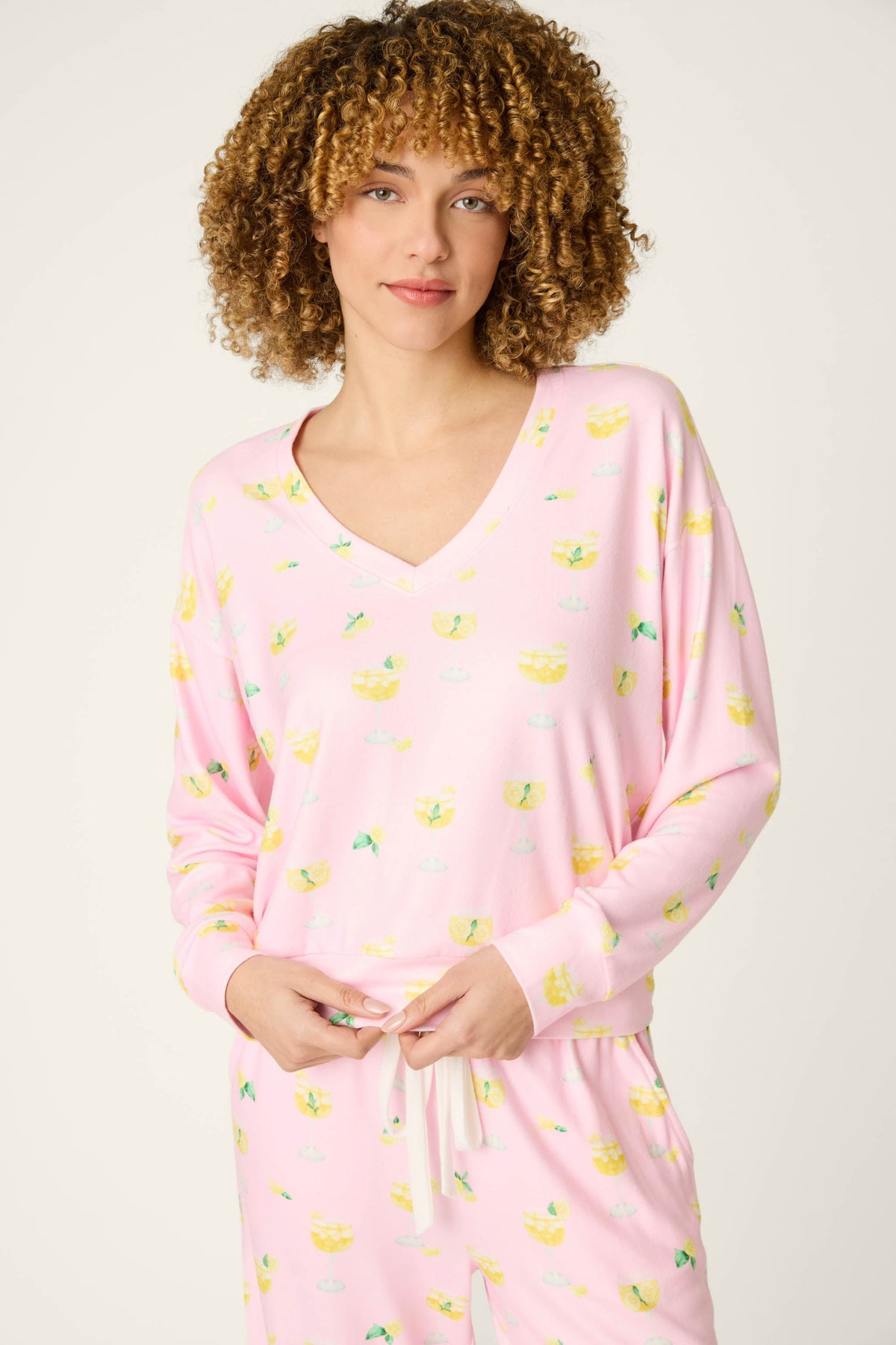 La Dolce Spritz Limoncello Life Long Sleeve Top - PASTEL PINK