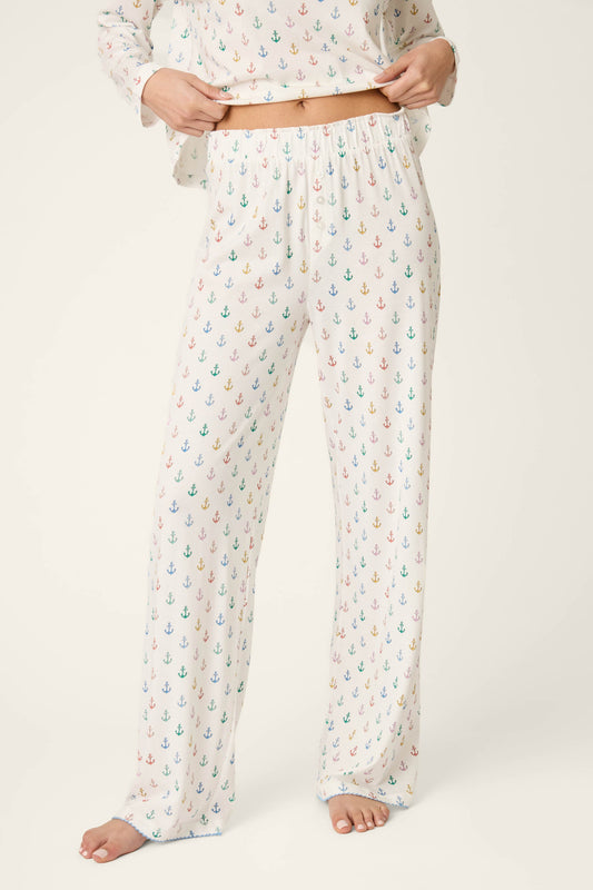 Meet Me By The Sea Anchors Aweigh Pajama Pants - IVORY