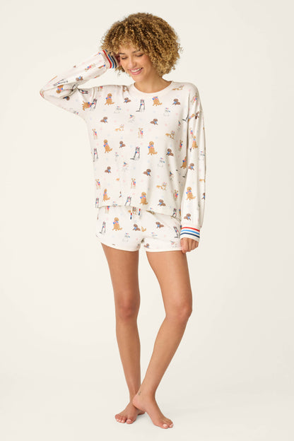 Red, White, & Woof Patriotic Pups Long Sleeve Top - IVORY