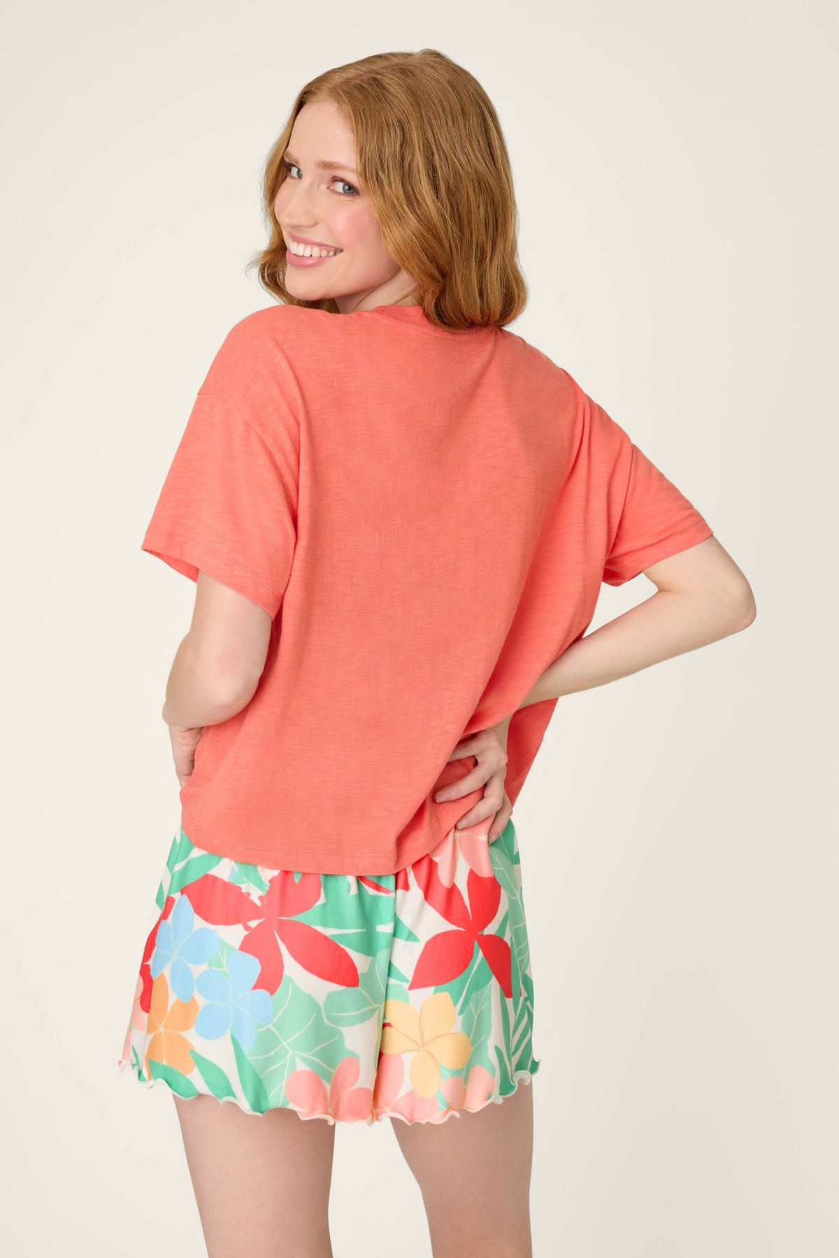 The Coastal Club Graphic Print T-Shirt - HOT CORAL