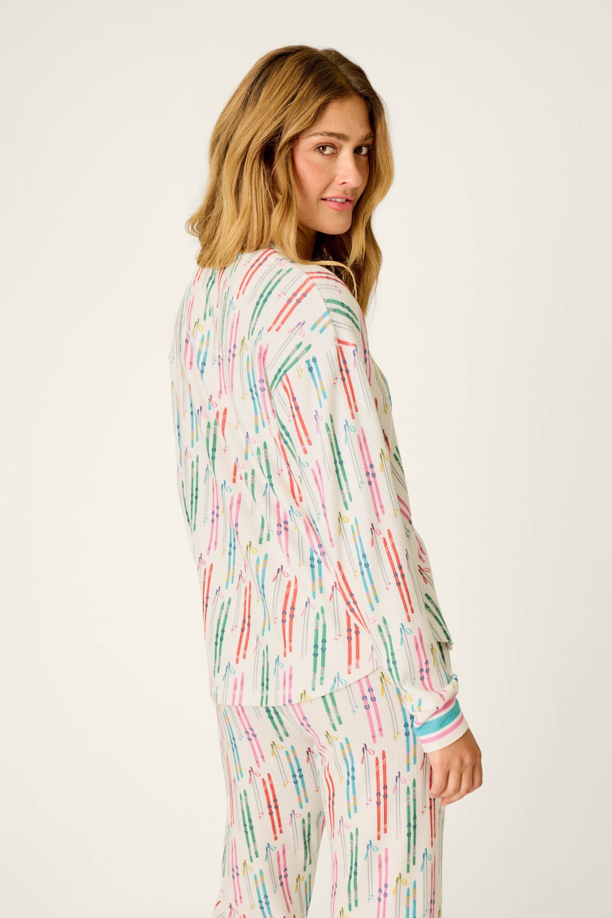 Après All Day Ski Print Long Sleeve Henley Top - IVORY