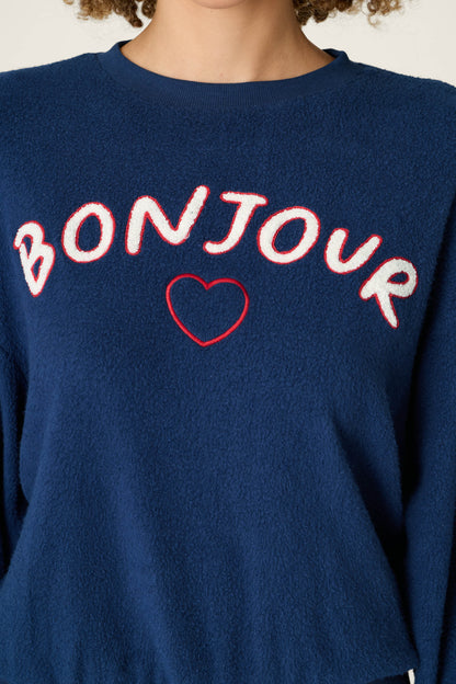 Bonjour Babe Boucle Bonjour Sweater - DEEP NAVY