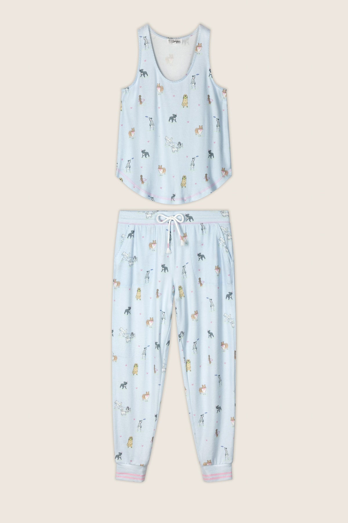 Bark Park Fetch & Frolic Long PJ Set - BLUE ICE