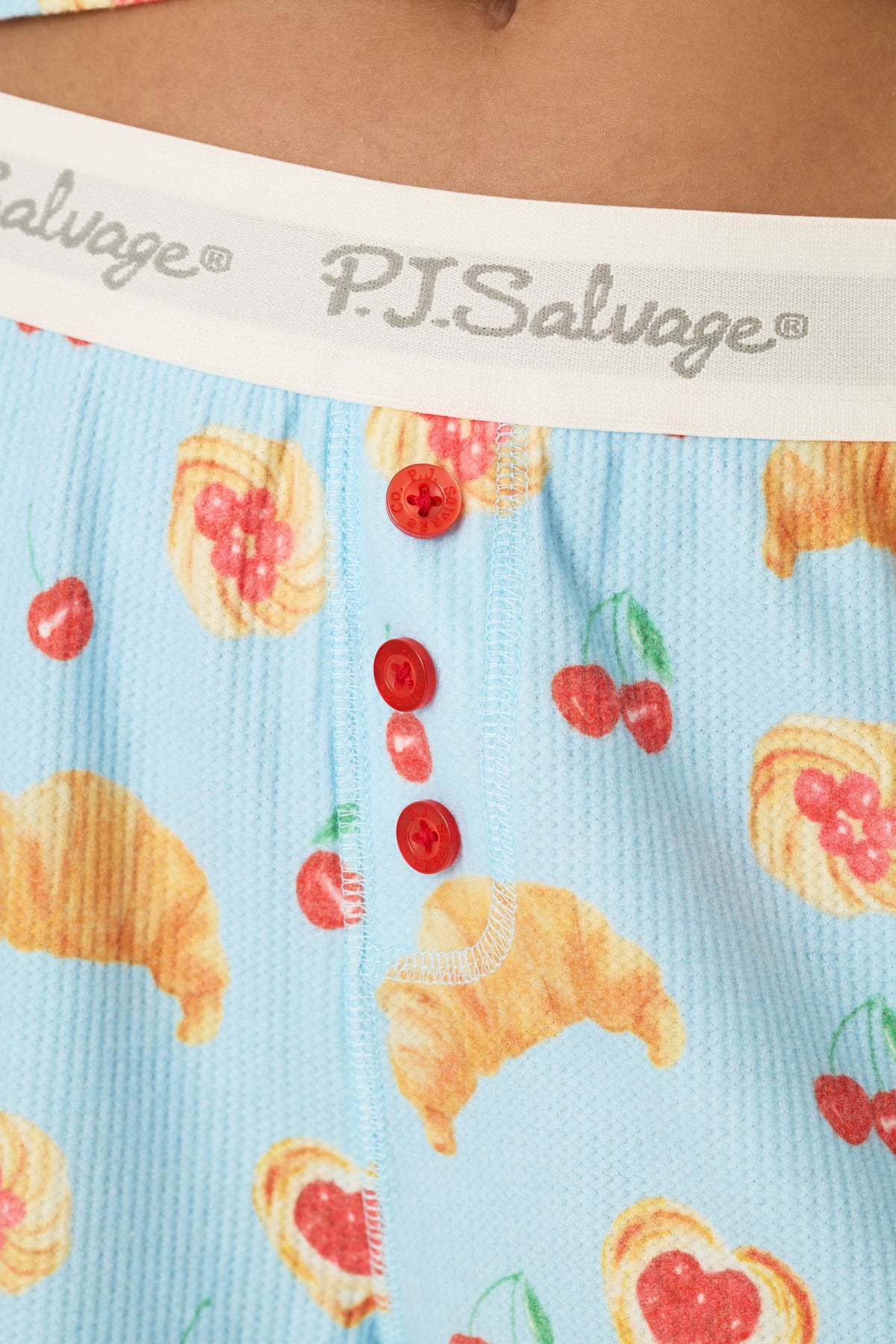 Boyfriend Boxer Pastry Print Long Sleeve & Shorts PJ Set - CRYSTAL BLUE