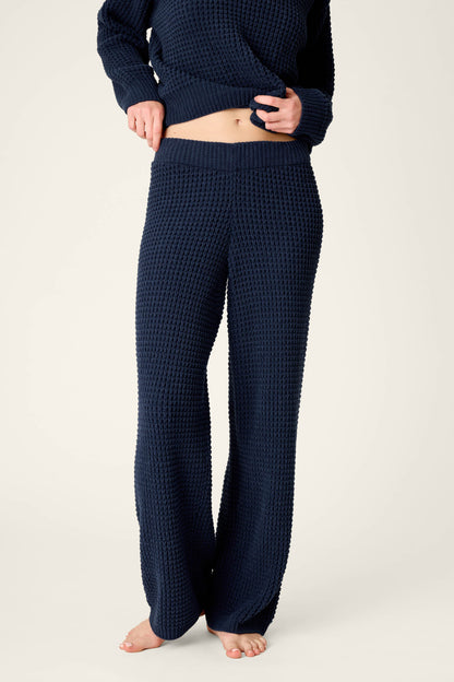Cozy Chenille Waffle Deep Navy Lounge Pants - DEEP NAVY
