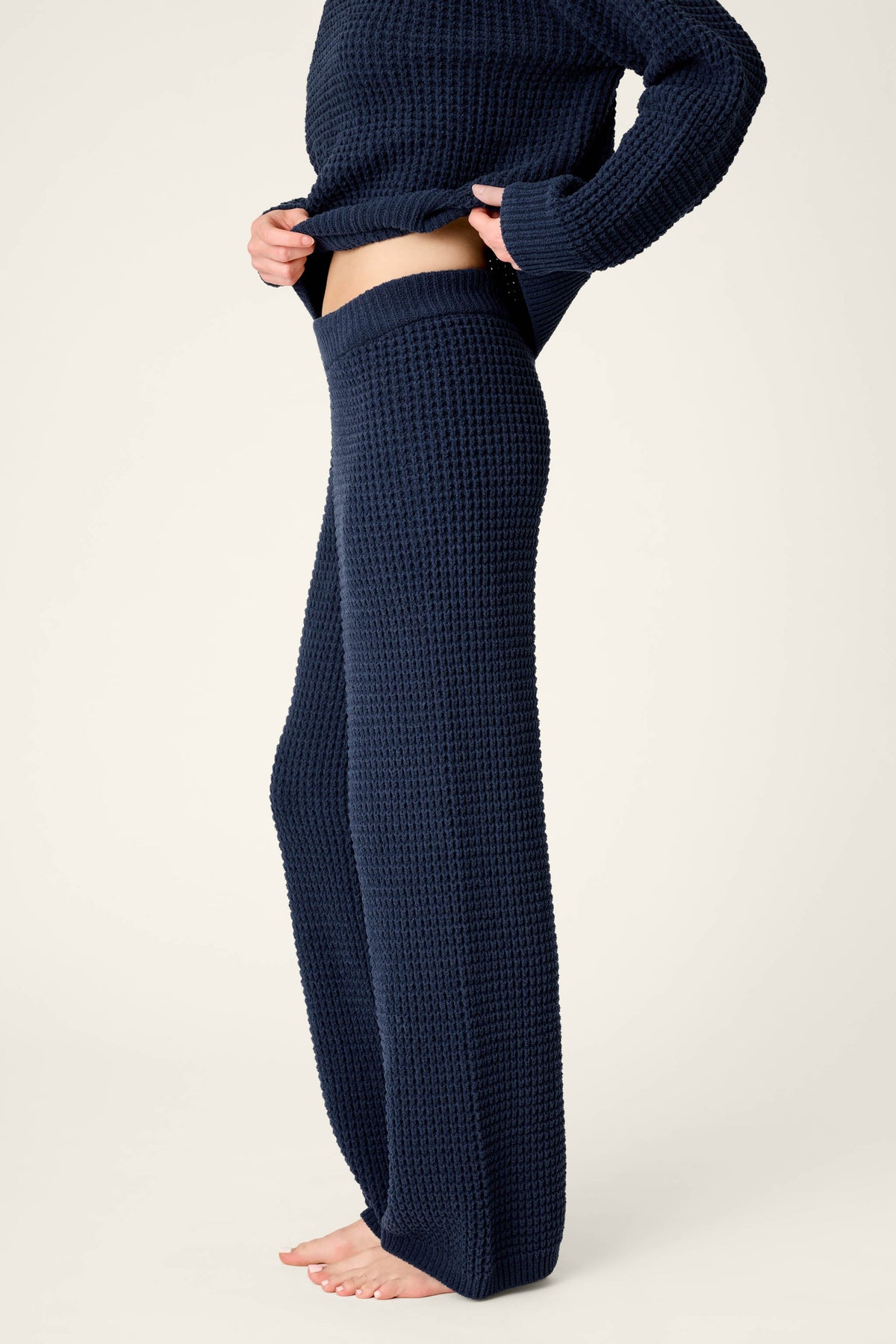 Cozy Chenille Waffle Deep Navy Lounge Pants - DEEP NAVY