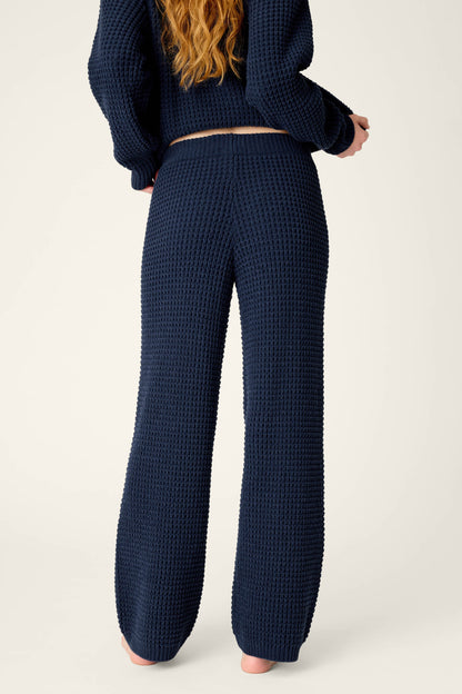 Cozy Chenille Waffle Deep Navy Lounge Pants - DEEP NAVY