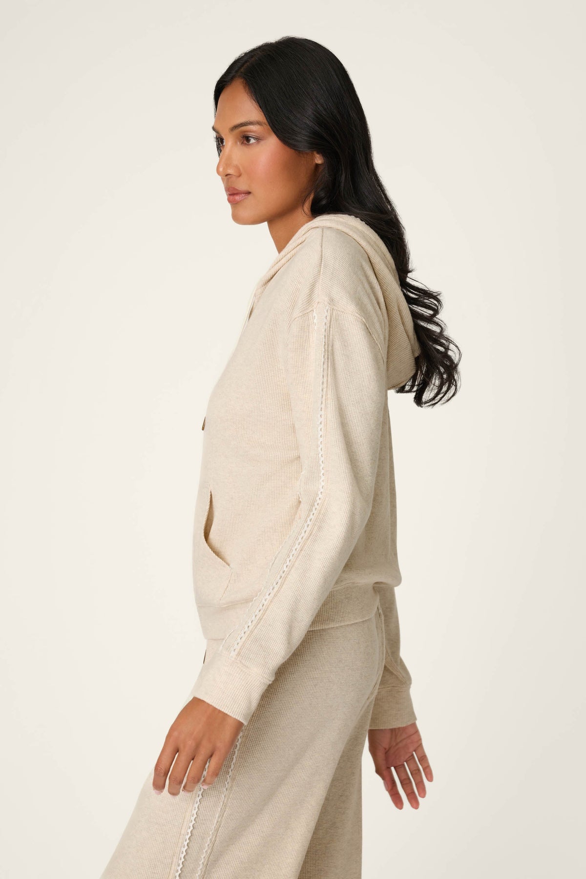 Weekday Waffles Oatmeal Lisette Zip-Up Hoodie - H OATMEAL