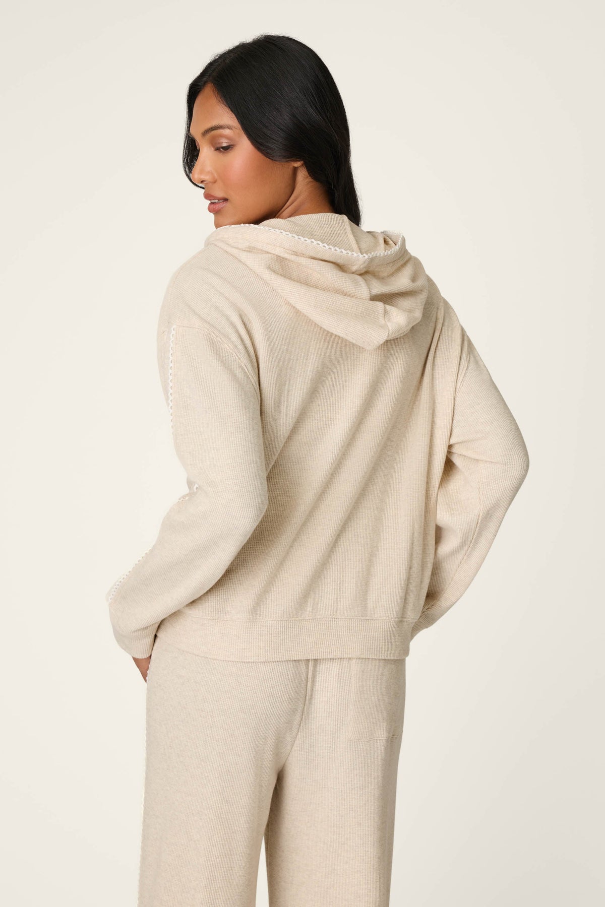 Weekday Waffles Oatmeal Lisette Zip-Up Hoodie - H OATMEAL