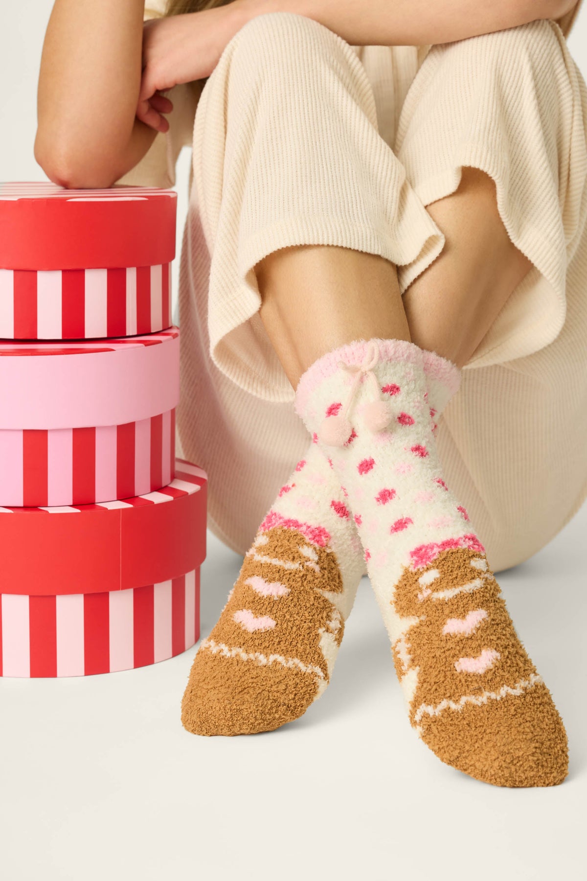 Gingerbread Girl & Polka Dot Socks - BABY PINK
