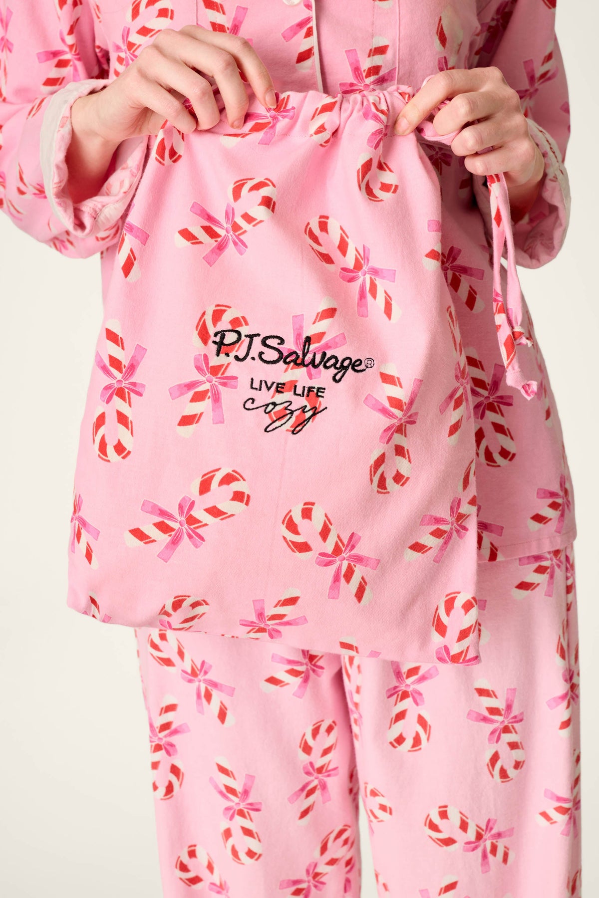 Sweeter Than Sugar Candy Cane Print 4-Piece PJ Set - BABY PINK
