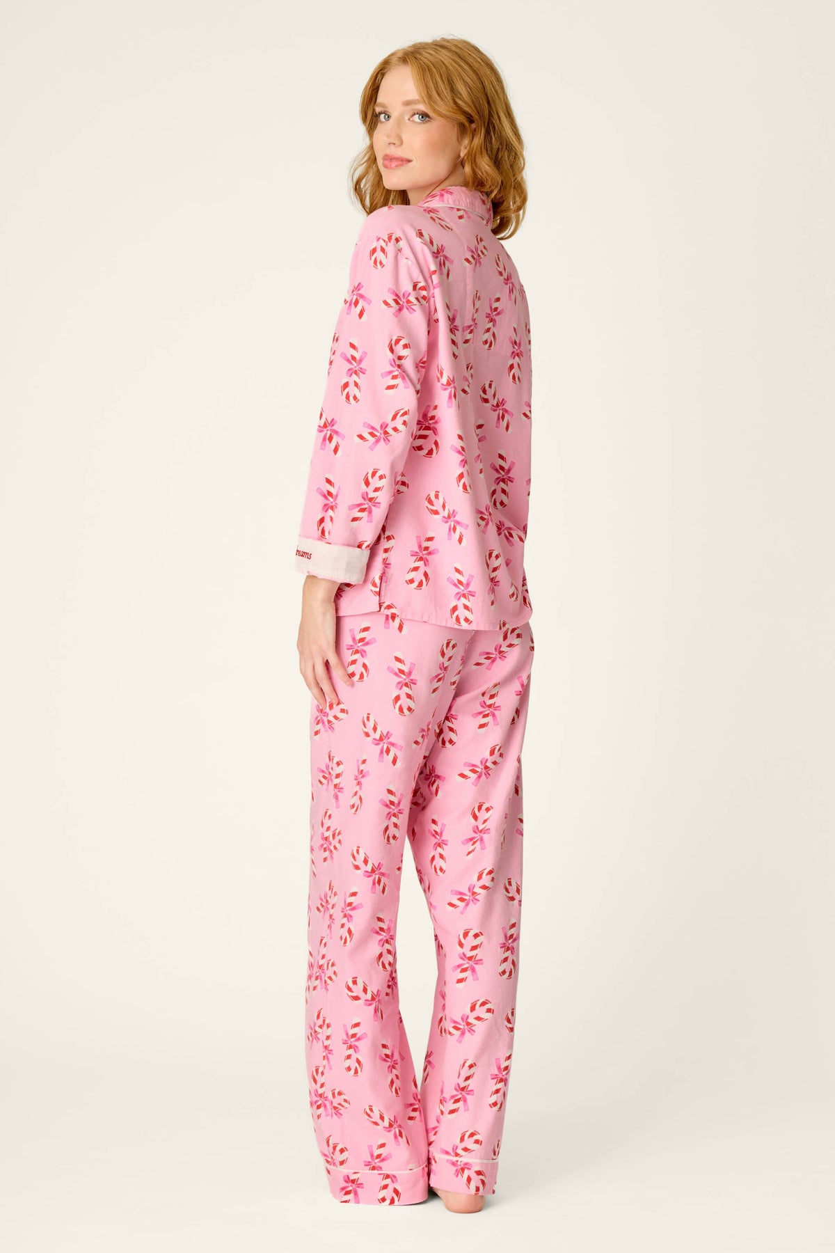 Sweeter Than Sugar Candy Cane Print 4-Piece PJ Set - BABY PINK