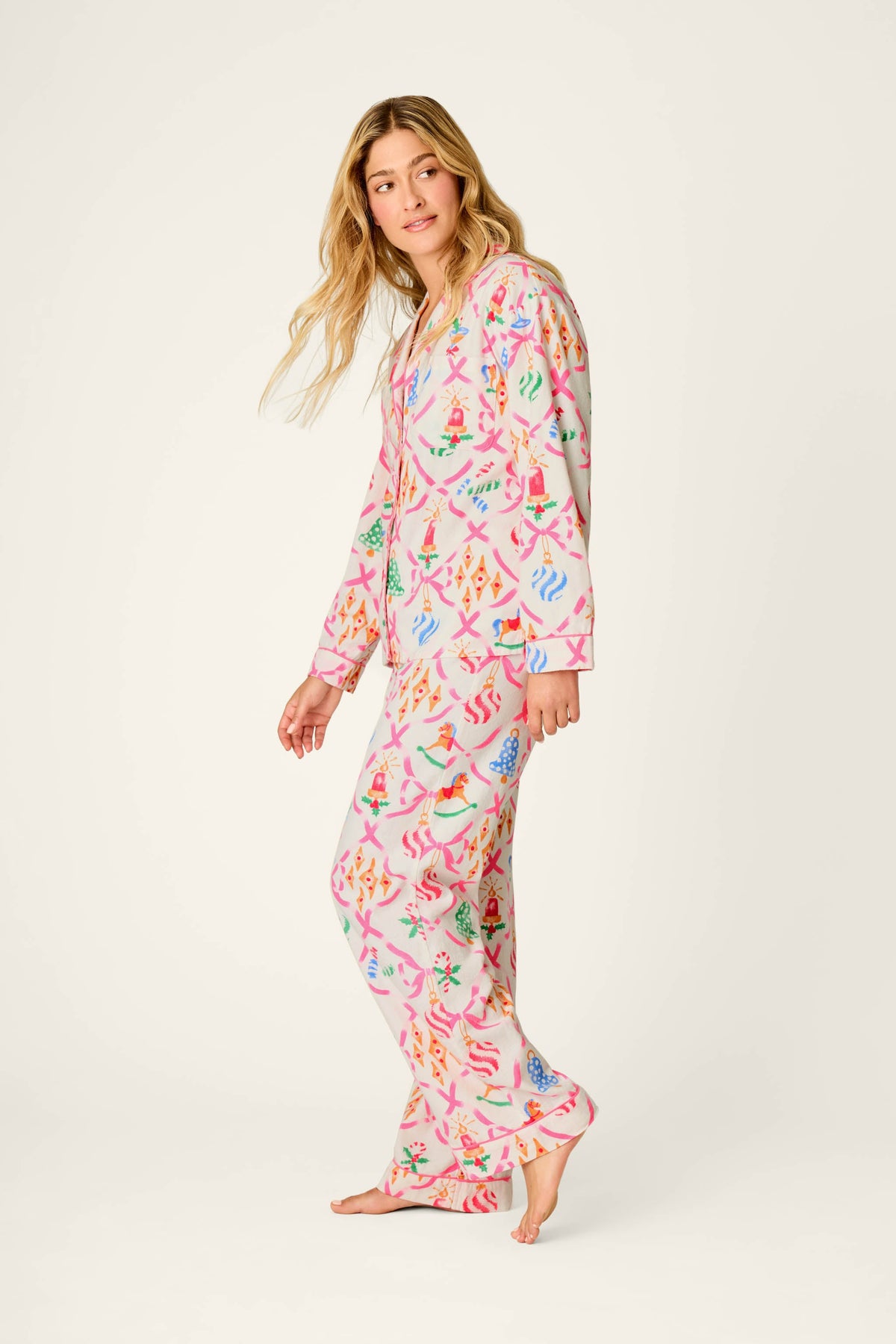 Deck the Halls Ornament Print 4-Piece PJ Set - MULTI