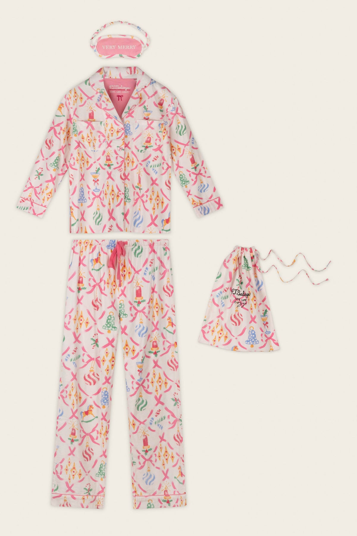 Deck the Halls Ornament Print 4-Piece PJ Set - MULTI