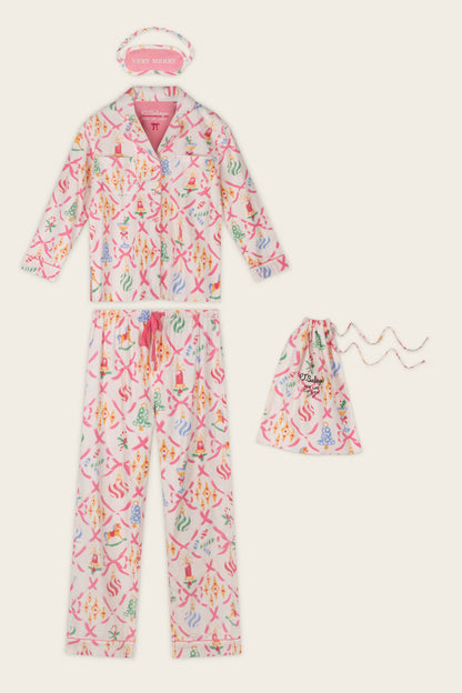 Deck the Halls Ornament Print 4-Piece PJ Set - MULTI