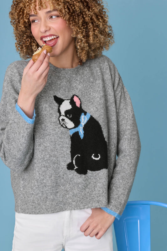 French Bulldog Snuggle Sweater - FROST GRAY