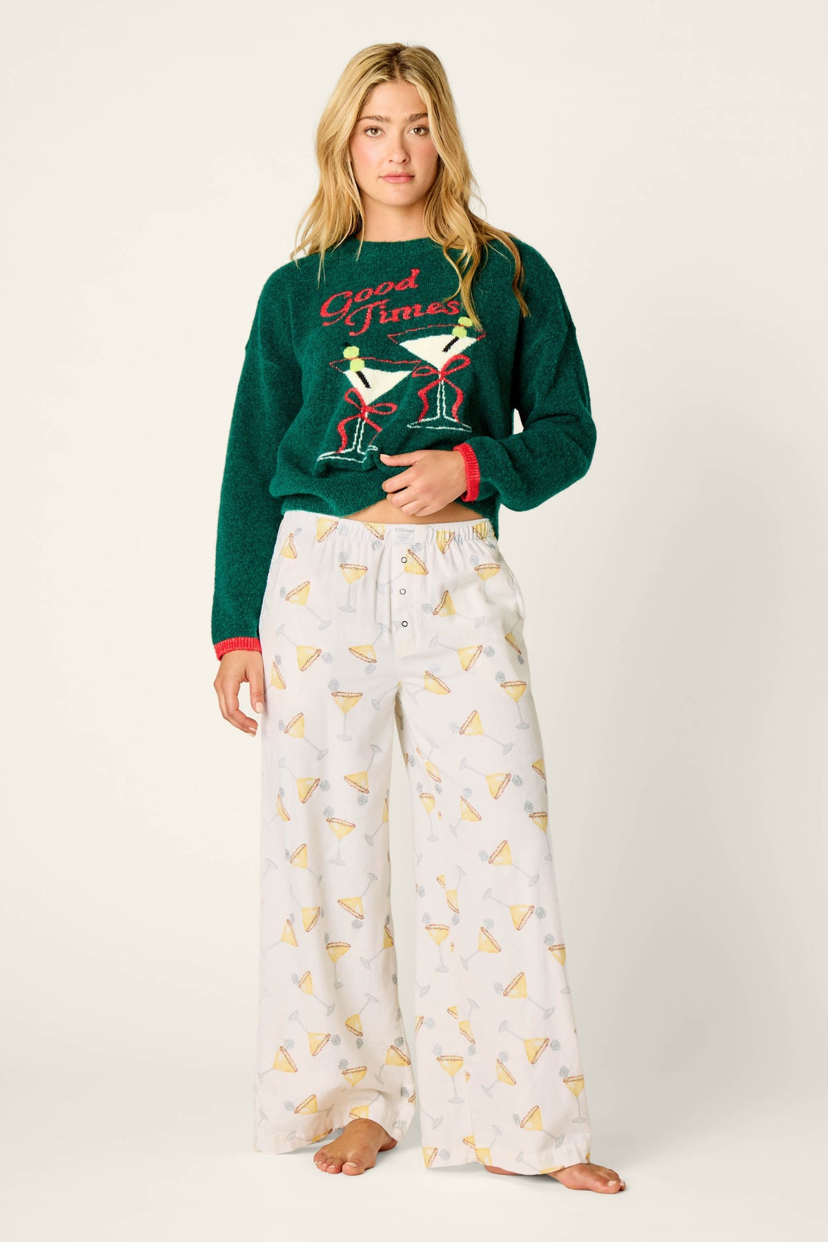 Happy Hour Cocktail Print Flannel Pajama Pants - AFTERGLOW