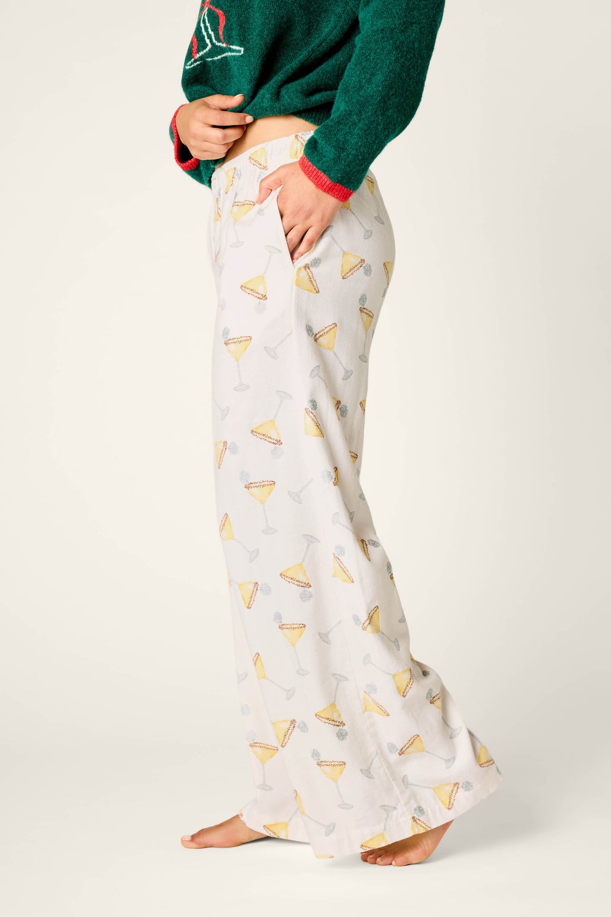 Happy Hour Cocktail Print Flannel Pajama Pants - AFTERGLOW