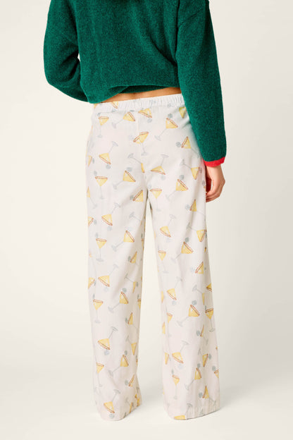 Happy Hour Cocktail Print Flannel Pajama Pants - AFTERGLOW