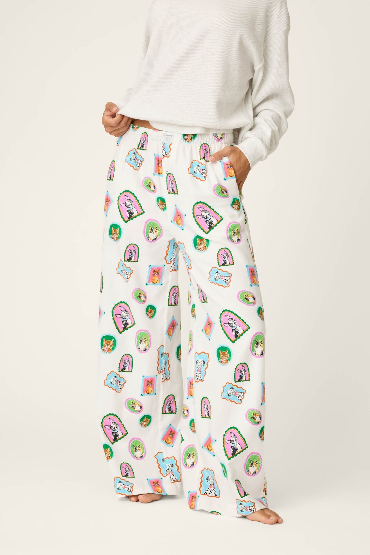 Picture Purrfect Cat & Dog Portraits Flannel Pajama Pants - MULTI