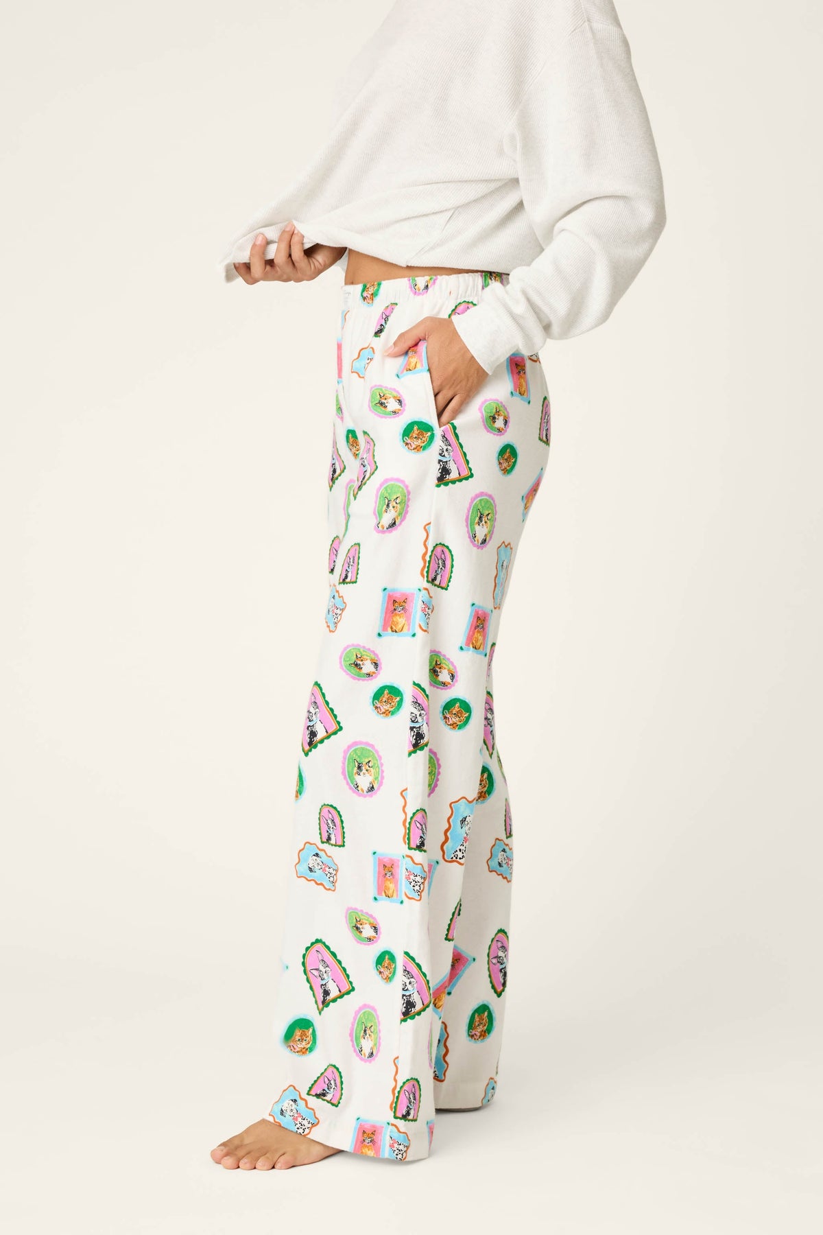 Picture Purrfect Cat & Dog Portraits Flannel Pajama Pants - MULTI