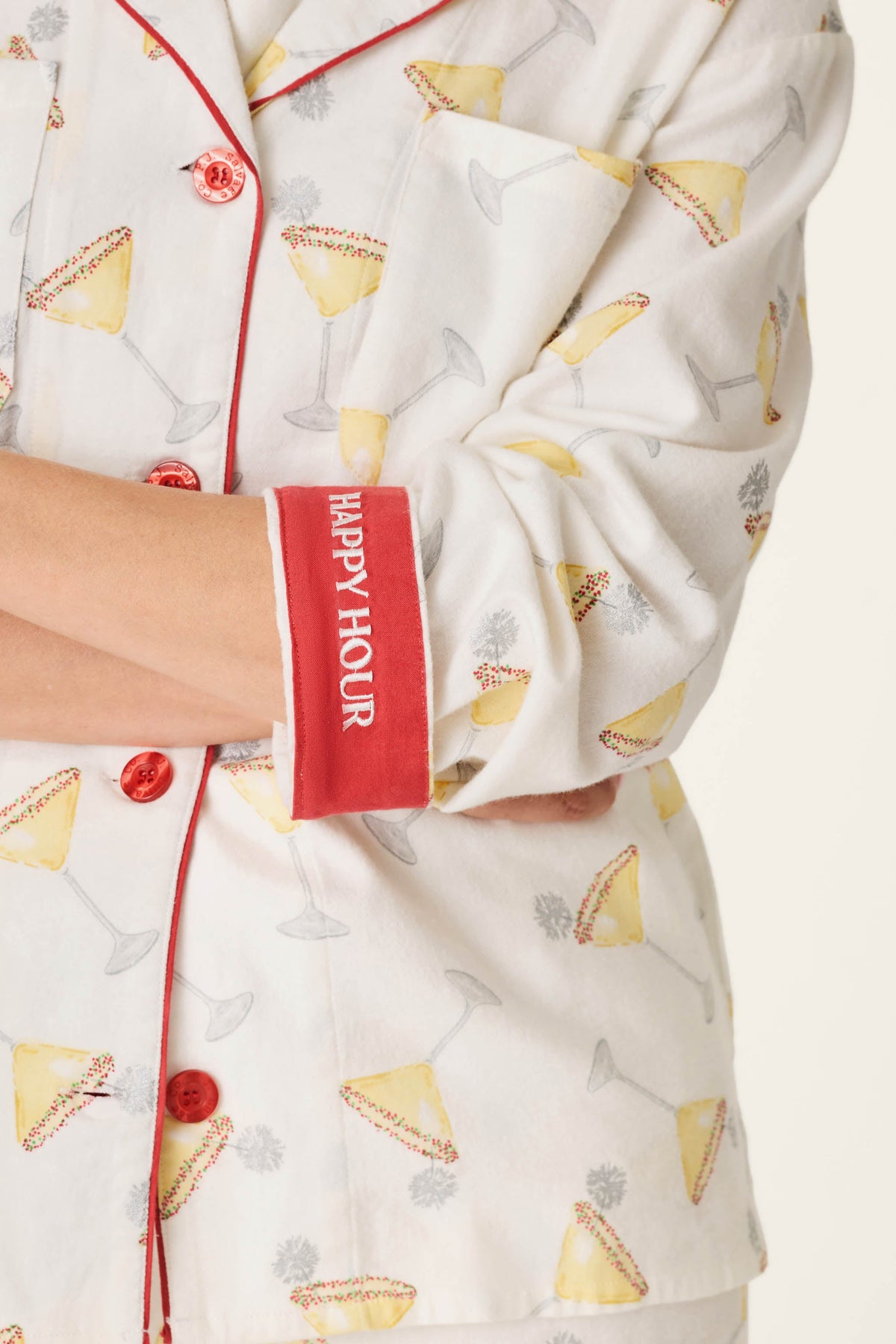 Happy Hour Cocktail Print 3-Piece Flannel PJ Set - AFTERGLOW