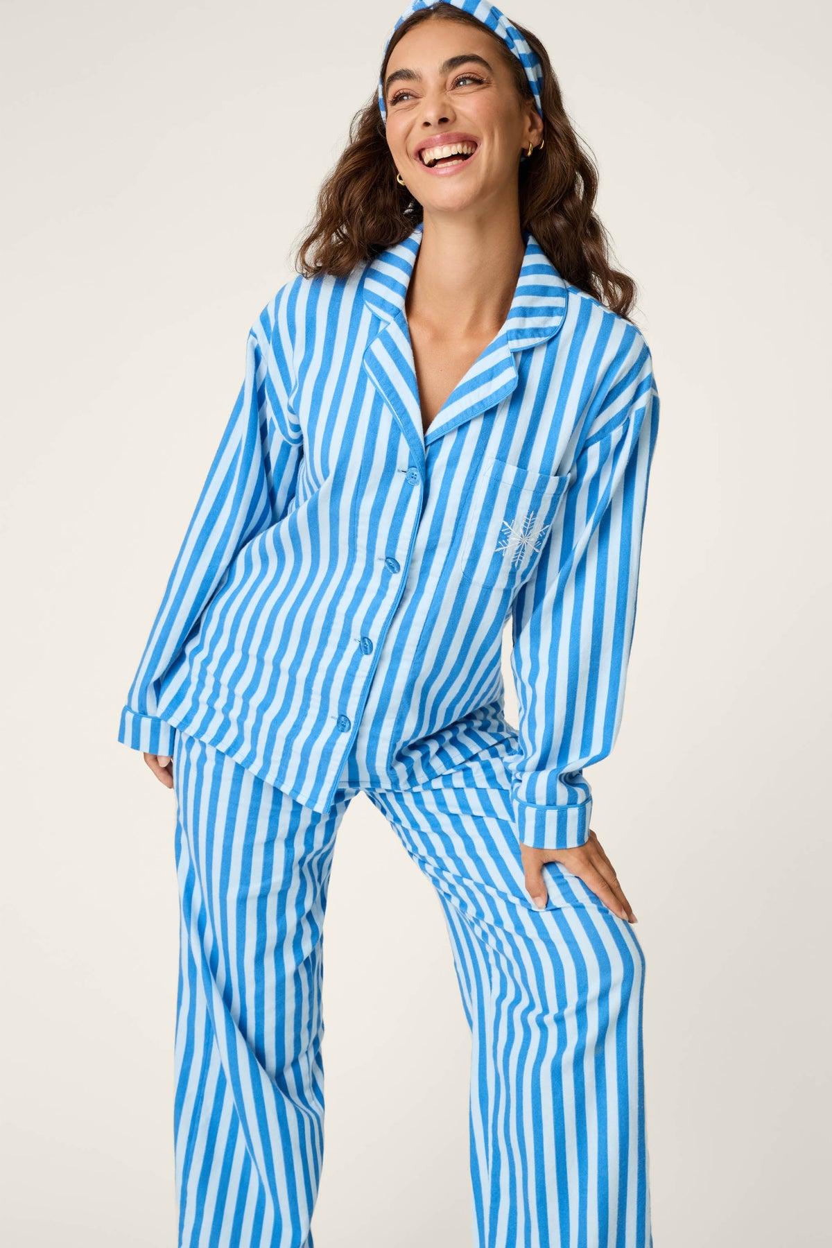Snowflake Icon 3-Piece Long Sleeve Flannel PJ Set - COAST
