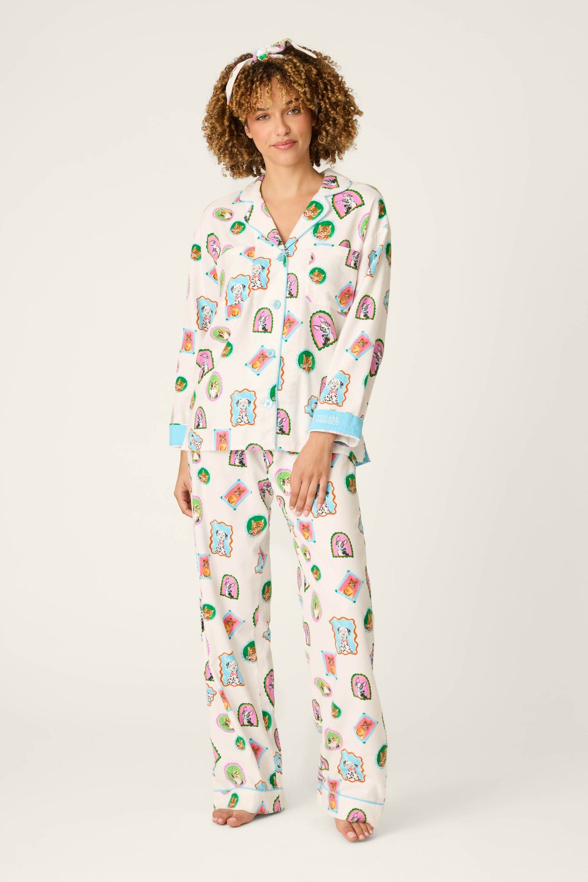 Picture Purrfect Pet Portraits 3-Piece Flannel PJ Set - MULTI