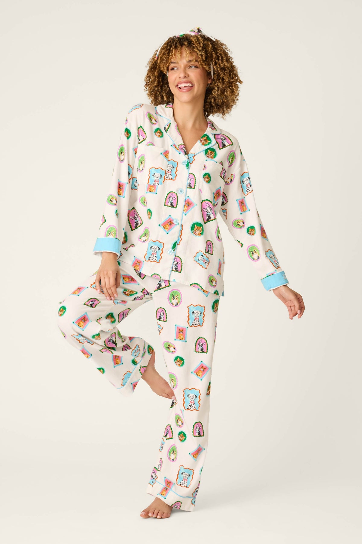 Picture Purrfect Pet Portraits 3-Piece Flannel PJ Set - MULTI
