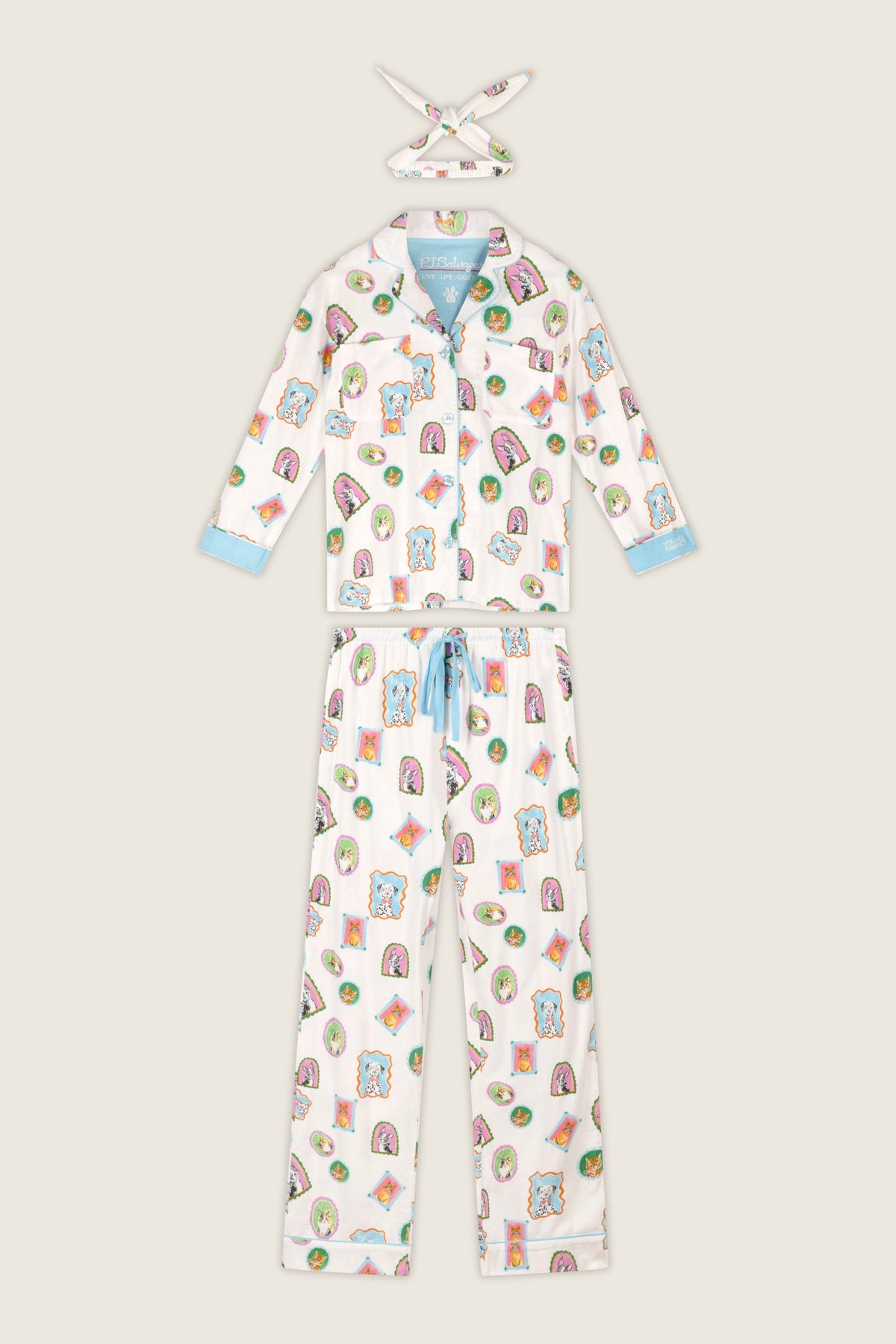 Picture Purrfect Pet Portraits 3-Piece Flannel PJ Set - MULTI