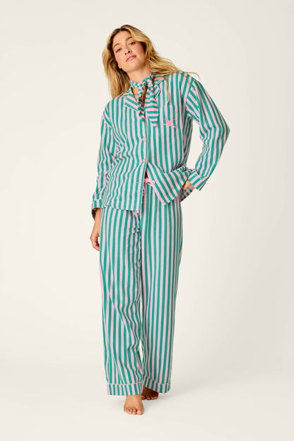 Ski Bunny Icon 3-Piece Long Sleeve Flannel PJ Set - TENDER PINK