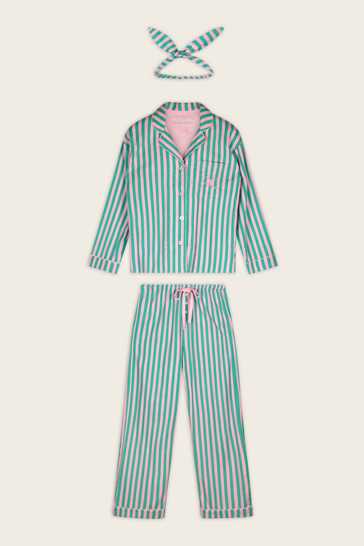 Ski Bunny Icon 3-Piece Long Sleeve Flannel PJ Set - TENDER PINK
