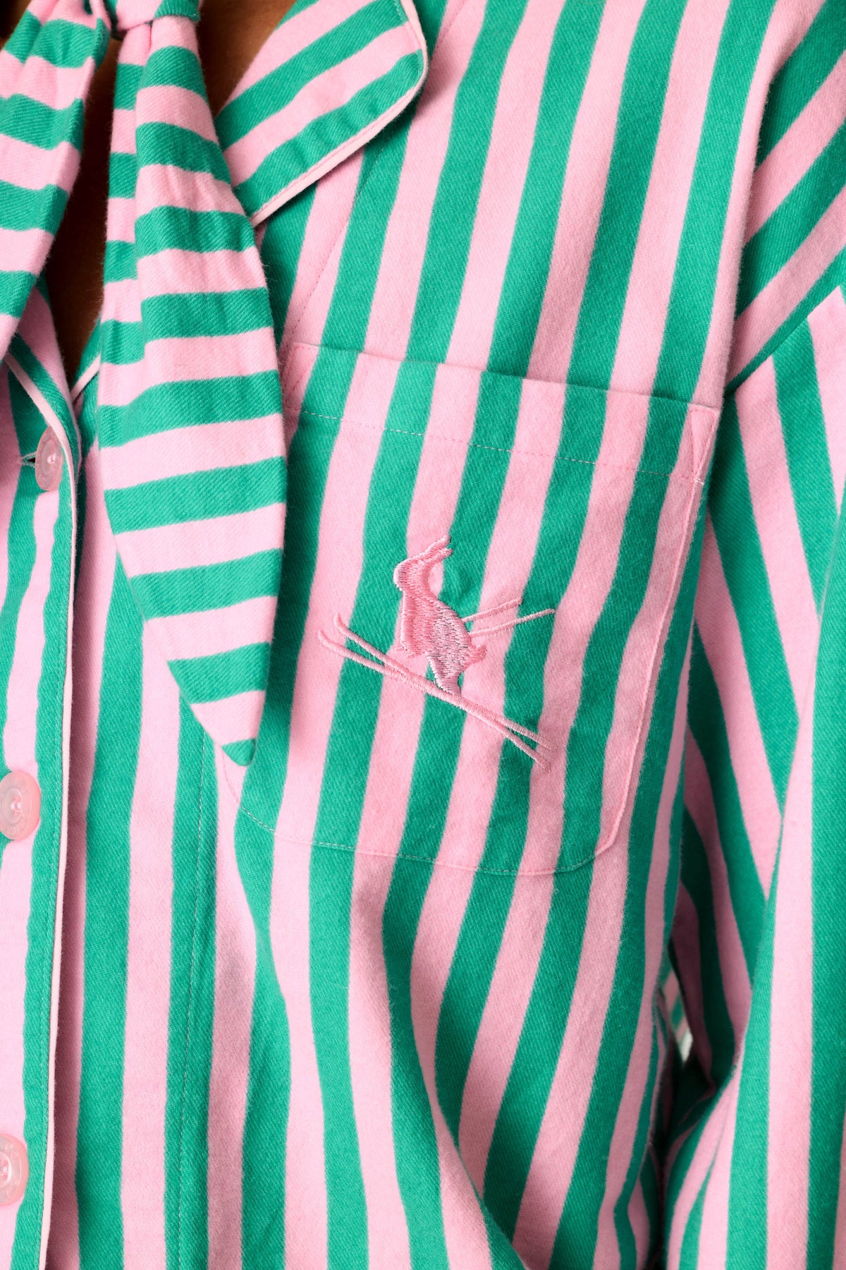 Ski Bunny Icon 3-Piece Long Sleeve Flannel PJ Set - TENDER PINK