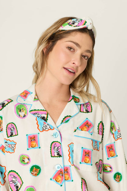 Picture Purrfect Pet Portraits 3-Piece Short Flannel PJ Set - MULTI