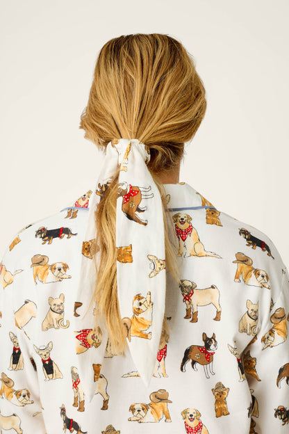 Howdy Paw-tner Dog Print 3-Piece Flannel PJ Set - IVORY