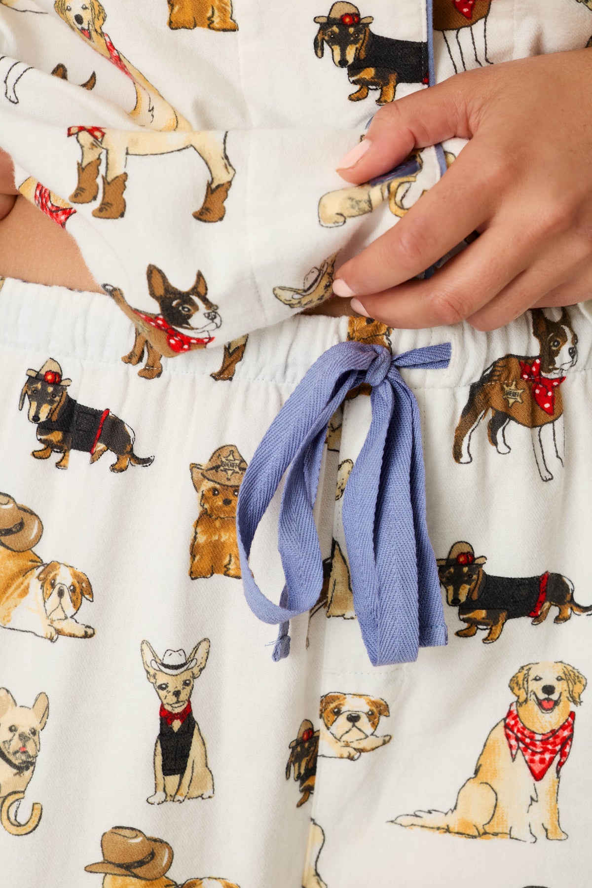 Howdy Paw-tner Dog Print 3-Piece Flannel PJ Set - IVORY