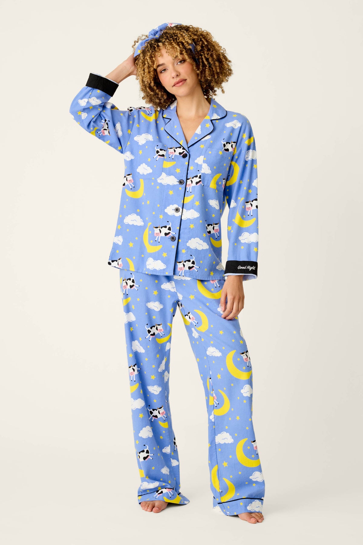 Cows Jumping Over the Moon 3-Piece Flannel PJ Set - PERI